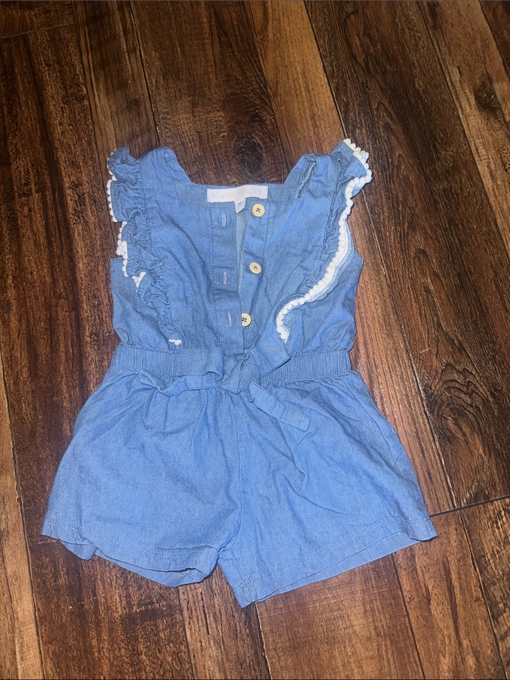 Rachel Zoe Light Blue Ruffle Romper with White Trim